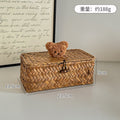 Rattan storage basket desktop storage box cosmetics miscellaneous woven storage basket storage box with lid snack box