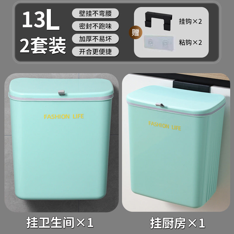 Kitchen trash can bathroom with lid crevice garbage storage bucket for home wall mounted installation-free multi-purpose trash can
