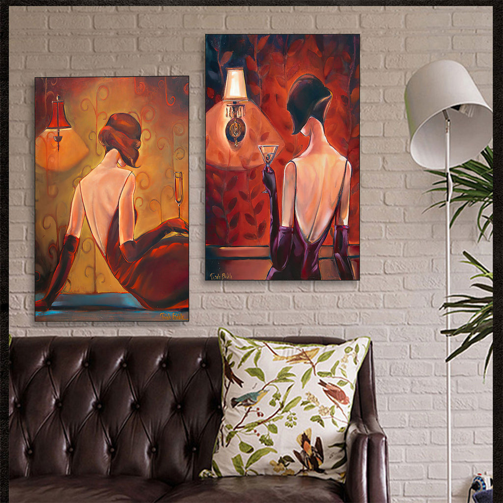 Industrial style bar decorative painting American retro beautiful woman oil painting ktv box hanging painting western restaurant cafe mural