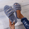 plus size rhinestone candy color thick sole furry slippers for women outwear2024fall and winternew arrival slippers k-style ins