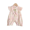 summer new floral baby romper with flutter sleeves - fresh and trendy summer outfit for baby girls