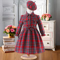 Girls' plaid long-sleeve belted dress with hood (toddler/kids)