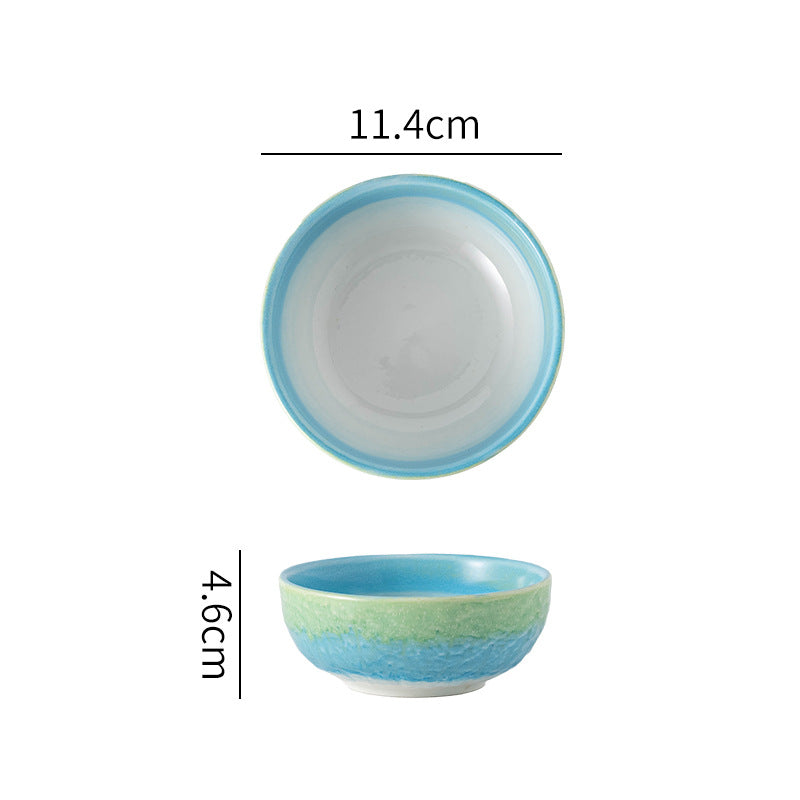 Japanese retro kiln-change exquisite afternoon tea solo serving stylish plating restaurant hotel high-value bowl, plate, and dish set
