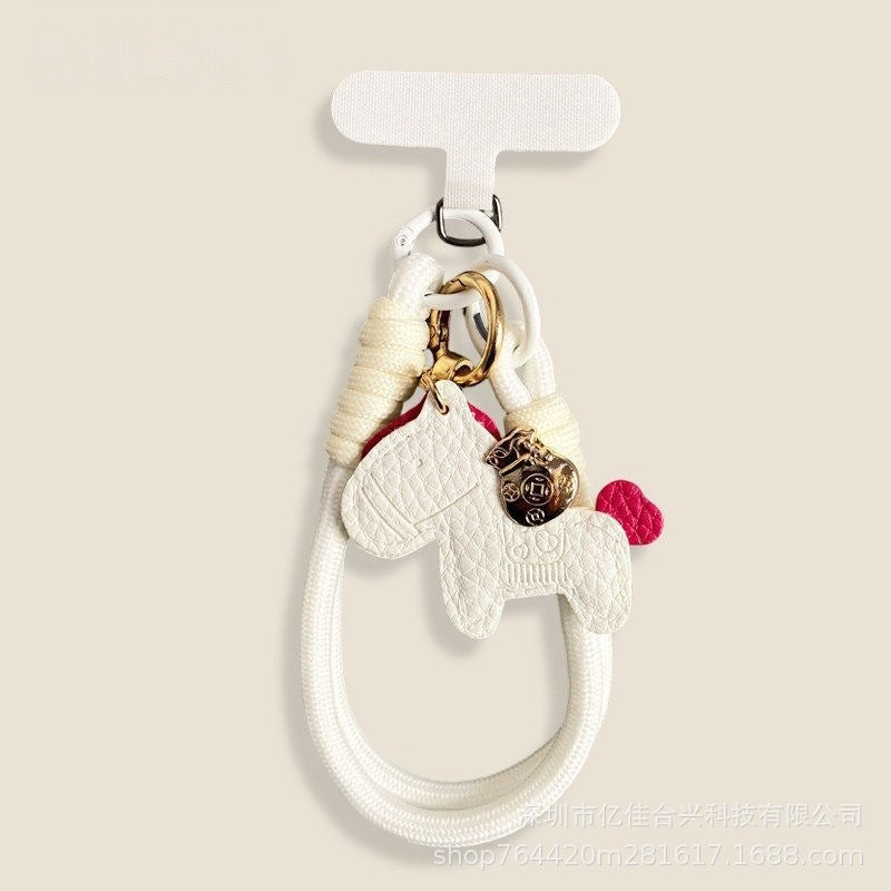 Horse year red mobile phone chain new arrival bracelet mobile phone lanyard woven strong wrist rope leather pony accessories pendant
