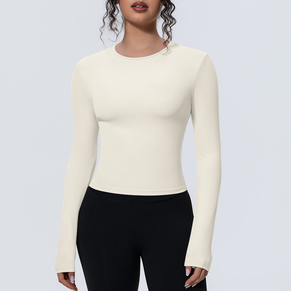 new arrival sports nude waist silmlong sleeves breathable yoga clothes t-shirt running training fitness tops for women