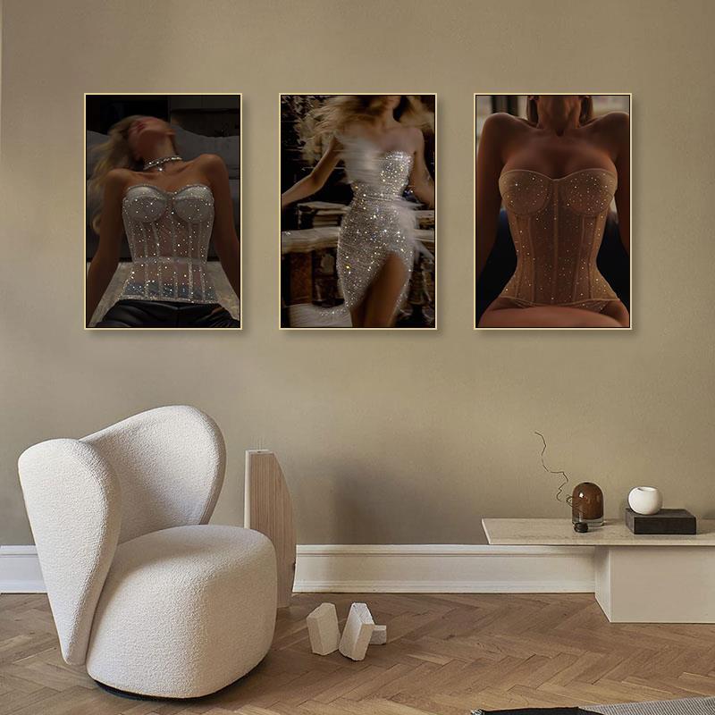 Advanced beauty salon decorative painting modern medical beauty plastic surgery front desk entrance corridor wall painting light luxury flash diamond hanging painting