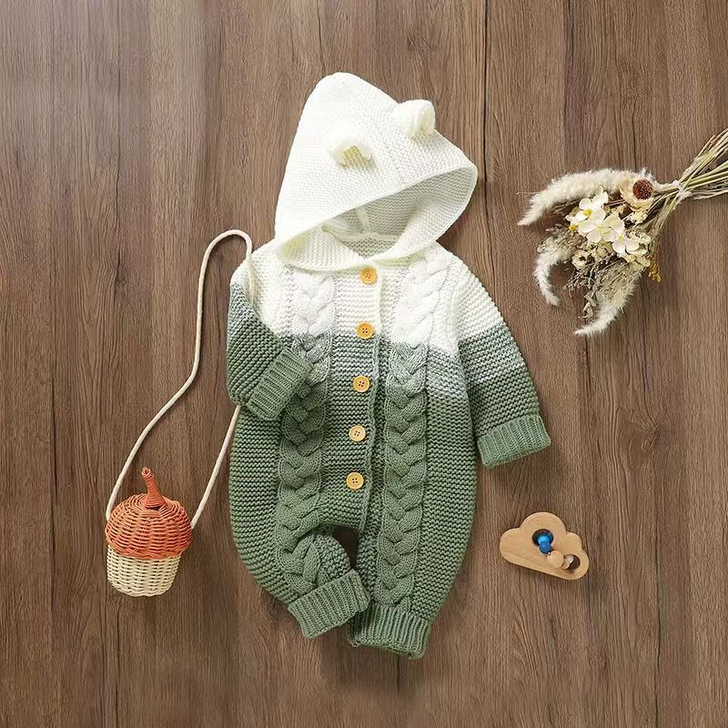 Baby knitting onesie ha yi spring & fall newborn clothing male baby wool cute thickenedheattech025