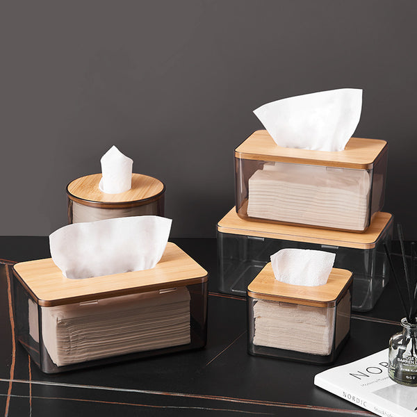 Tissue box Premium home living room coffee table napkin paper box Toilet paper face towel storage box Bamboo wood pumping paper box
