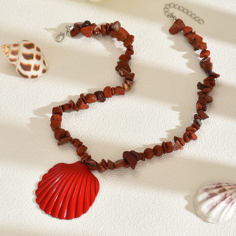 Bohemian necklace wholesale niche design pendant shell jewelry colorful crushed stone necklace women's ocean choker