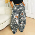 Yln8407 cross-border independent station   new washed camouflage star ripped scimitar jeans
