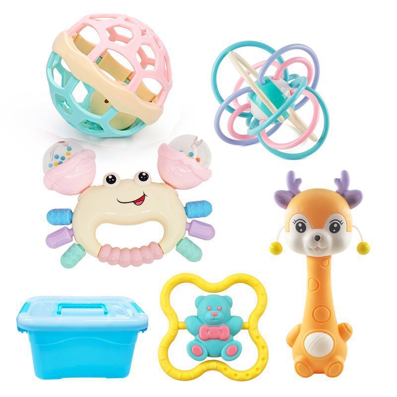 Cross-border  export sika deer toy rattle boiled toothpaste baby Manhattan ball soft glue hand grab ball