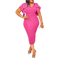 D3182 european and american style women's clothing   summer new fashion beaded ruffle trim formal dress export dress