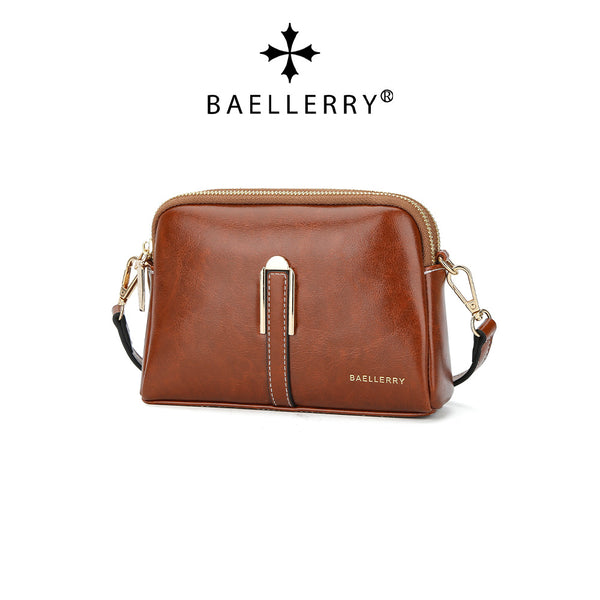 Women's bag new baellerry  fashion oil wax leather shoulder messenger bag versatile zipper small square bag