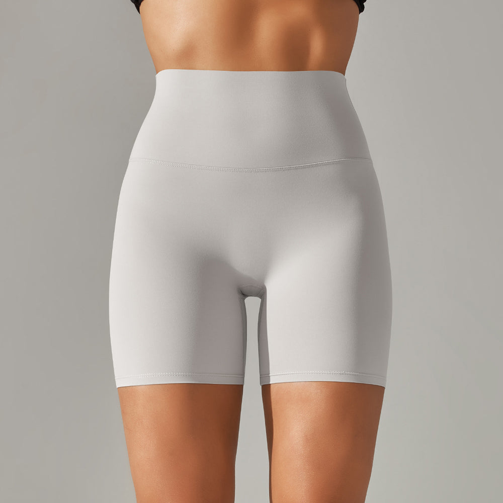 Spring/summer new solid color yoga shorts - double-sided brushed, high-waisted, stretchy, activewear, fitness, 3/4 length yoga pants for women