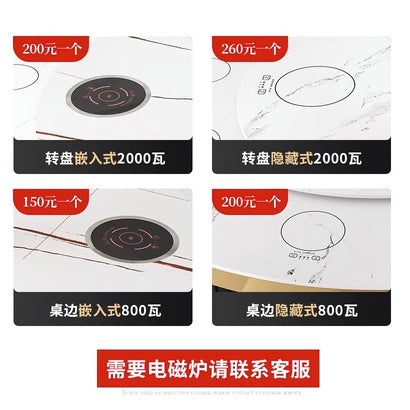 Hotel electric dining table large round table automatic turntable hotel 16 people 20 people clubhouse box rock slab hot pot tables and chairs