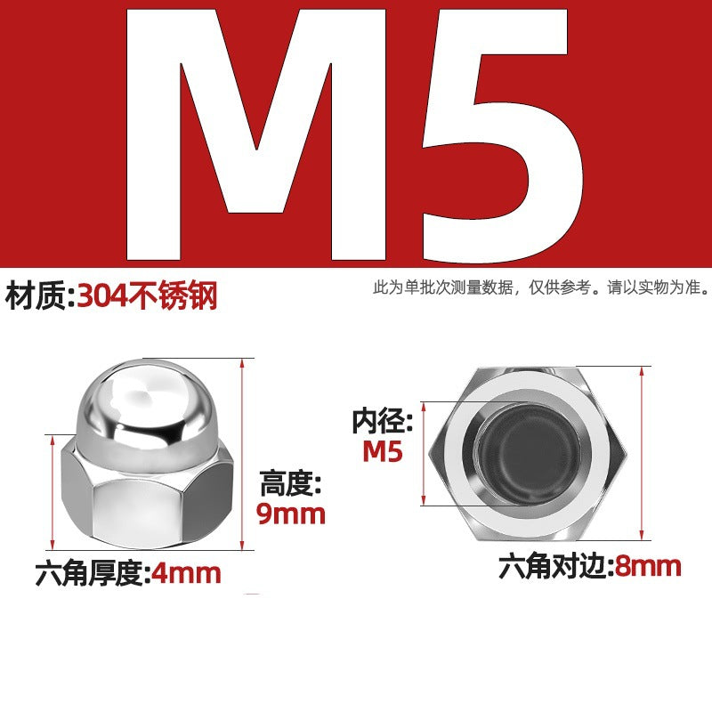 304/201/316 stainless steel round ball head nut cover type decorative screw cap female cap 3M4M5M6M8