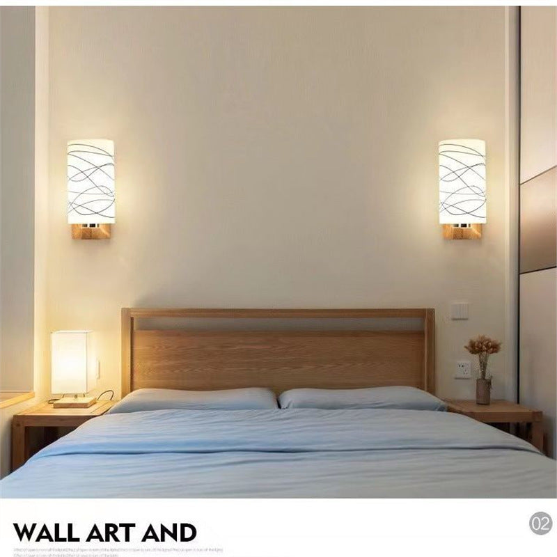 Solid wood bedside wall lamp - modern minimalist nordic style for bedroom, living room, stairway, hallway, hotel corridor