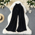 Summer outfit: high-waisted tie-waist casual pants for women - plus size, slimming, flattering, and flowy wide-leg pleated trousers