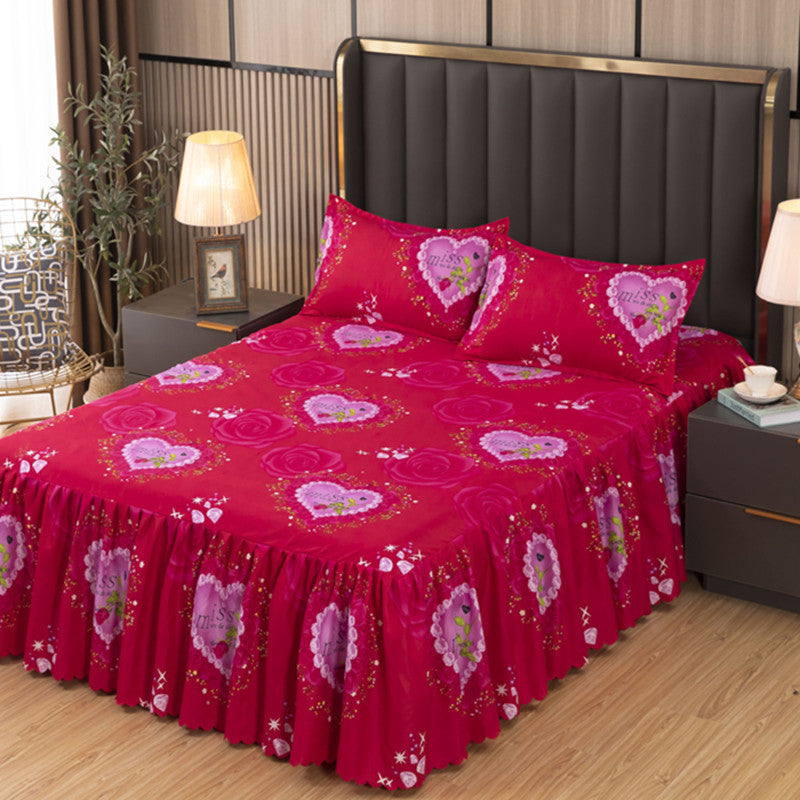 New arrival washed silk tencel ice silk embroider single bed skirt bedspread pure color machine washable 2m double bed sheets