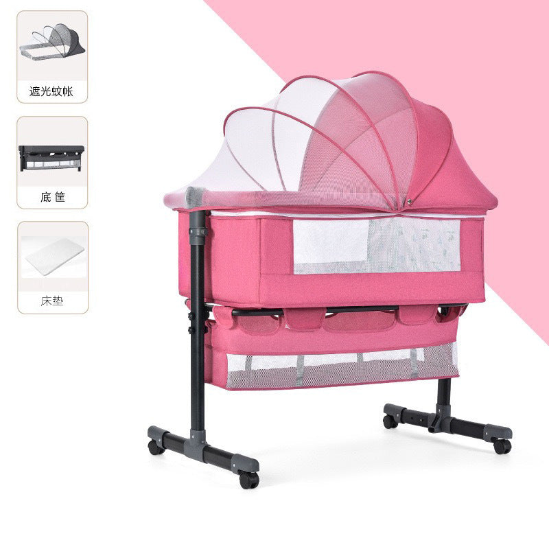 Newborn multifunctional crib convertible to big bed, baby bed, bassinet, foldable, mobile, adjustable height, portable