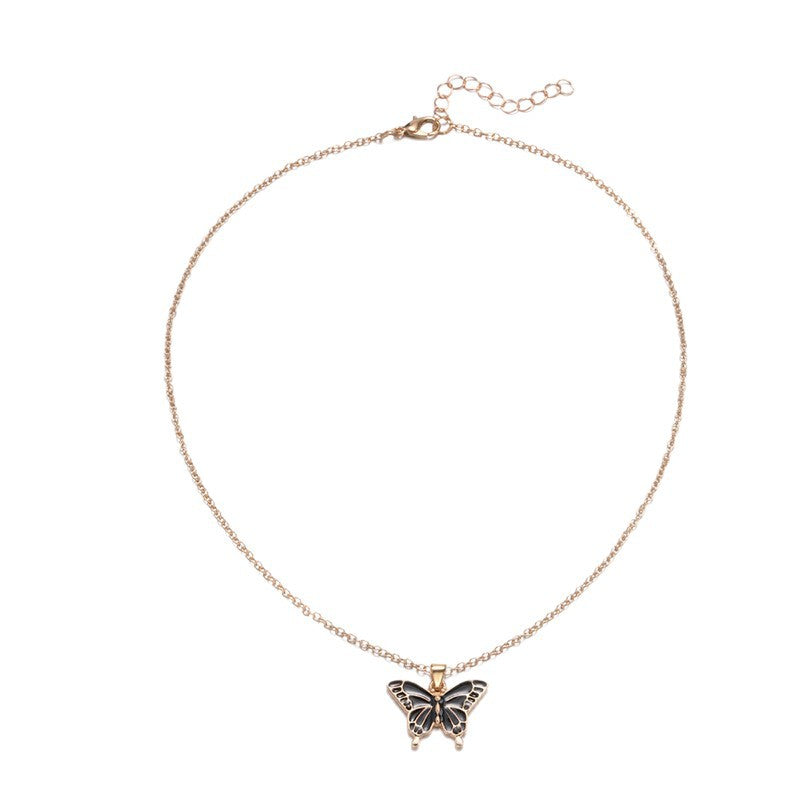 European and american cross-border e-commerce jewelry fashion enamel alloy pendant personalized enamel butterfly necklace autumn new jewelry