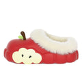 Women's cotton slippers - new 2025 winter collection: red apple design, fleece-lined, warm, indoor/outdoor, non-slip, thick-soled cotton shoes