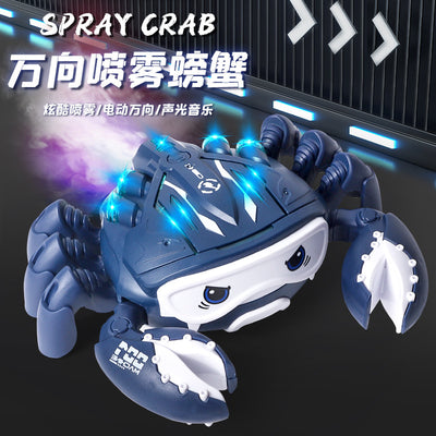 New electric universal wheel mechanical crab with lights, spray function, realistic crawling crab animal, children's electric toy