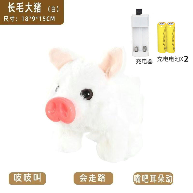 Dropshipping realistic plush electric piggy - jumps & squeaks - kids' pretend play pet toy