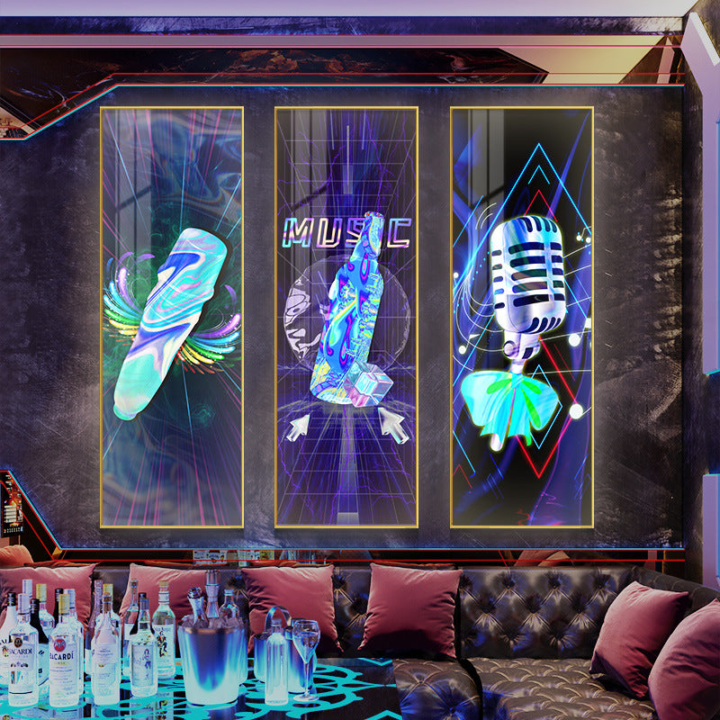KTV box background wall ambient light painting nightclub bar clear bar with lamp decoration mural barbecue shop luminous hanging painting