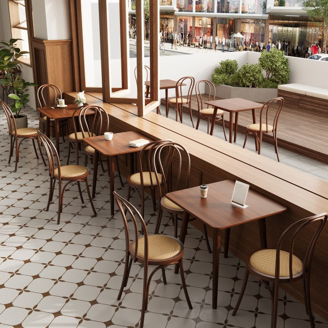 Custom Cafe Western Table and Chair Vintage Dessert Bakery Bar Japanese Noodle House Restaurant Rattan Solid Wood Table and Chair