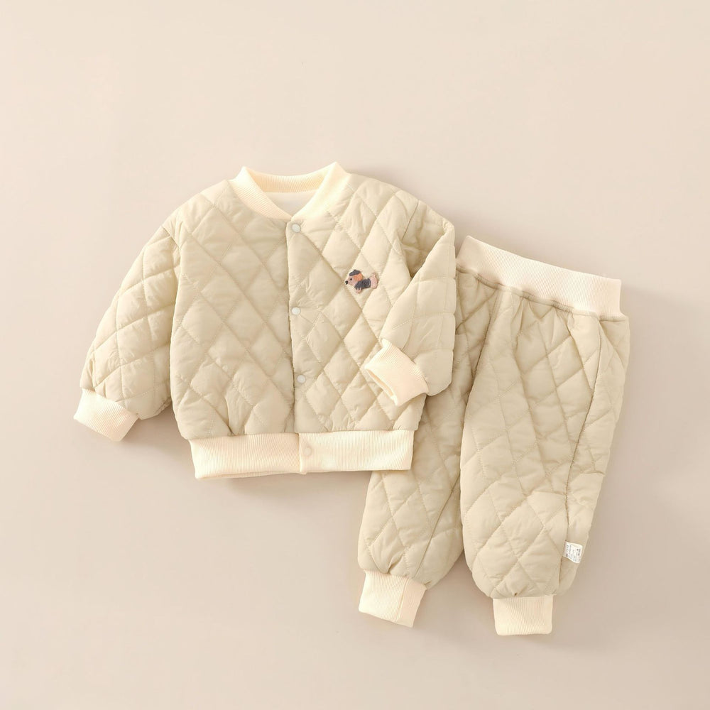 Babibele cotton-padded outfit set: quilted, two-piece, baby & toddler padded set - thickened cotton pants and outerwear top for autumn and winter