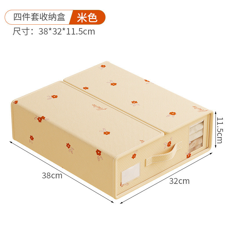 Cross-border small safflower quilt cover, bed sheet four-piece storage box, bedding wardrobe, quilt cover, finishing box, bedroom storage storage