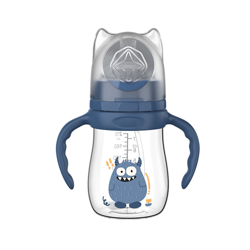 English boxed baby bottle anti-drop and leak-proof wide diameter pp bottle with handle anti-choking and anti-flatulence bottle wholesale