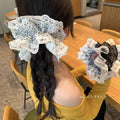 Korean sweet double-layer embroidered white lace hair tie - elegant, gentle, and versatile scrunchie for everyday wear