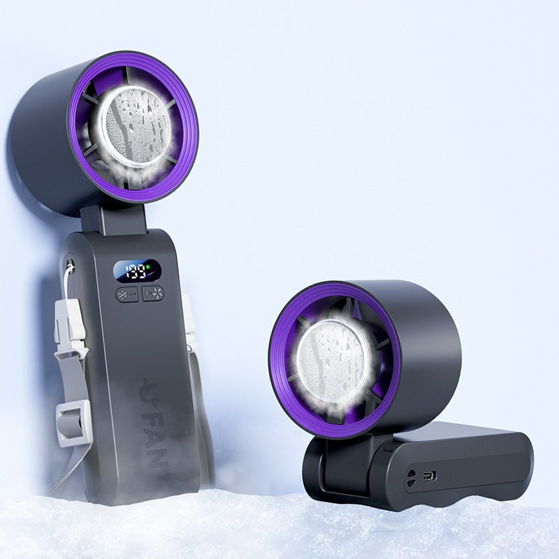 2026 new handheld neck fan with digital display, usb rechargeable, mini portable outdoor camping fan - powerful wind, low power consumption