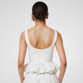 European and american women's clothing  summer new arrival: solid color fashion sleeveless square neck open back bubble sexy tank top blouse