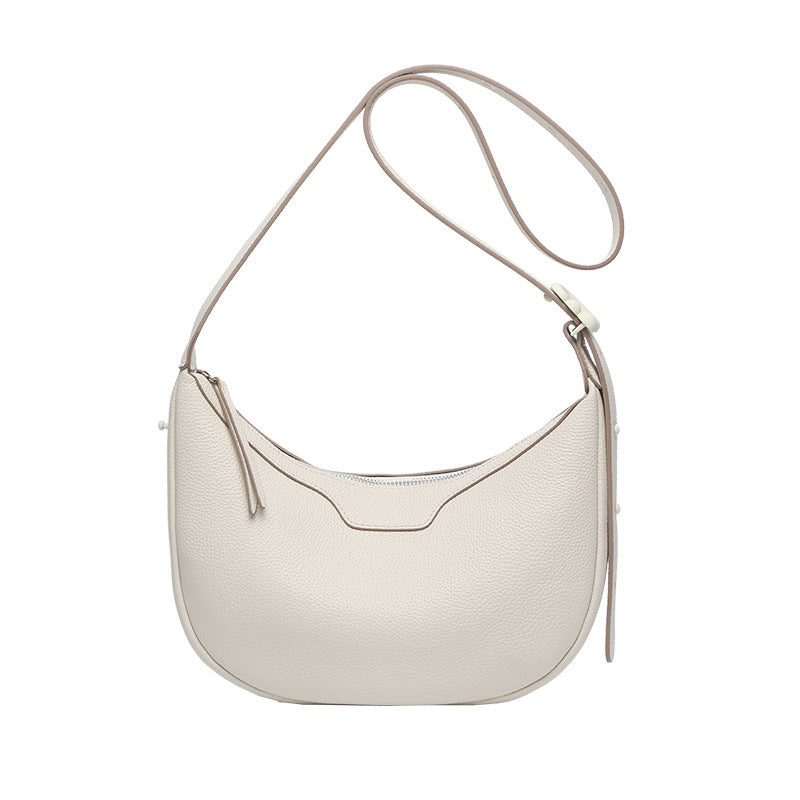 Cross-border Korean version of fashion crescent bag, leather underarm bag, women's 2025 new simple and versatile single shoulder messenger bag, small