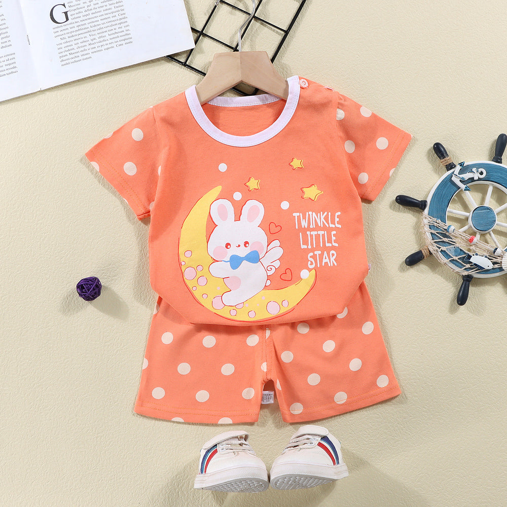 summer new arrival: 100% cotton kids' short-sleeve t-shirt and shorts set - korean style infant and toddler two-piece outfit