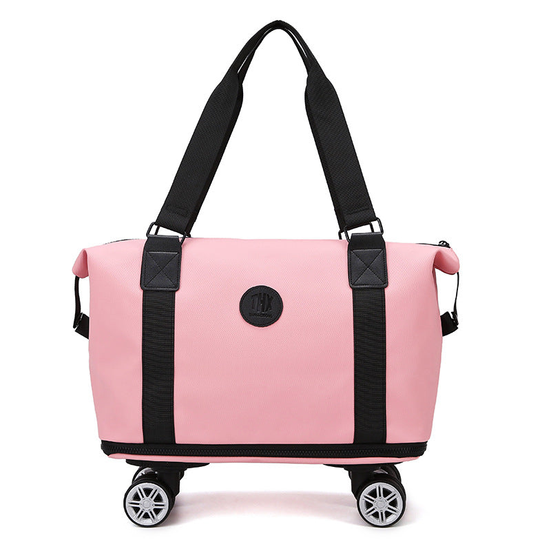 Multifunctional universal wheel travel bag women dry and wet separation fashionable large-capacity luggage bag expandable moving storage bag