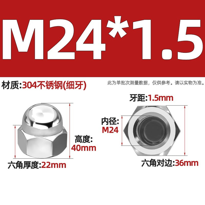 304/201/316 stainless steel round ball head nut cover type decorative screw cap female cap 3M4M5M6M8