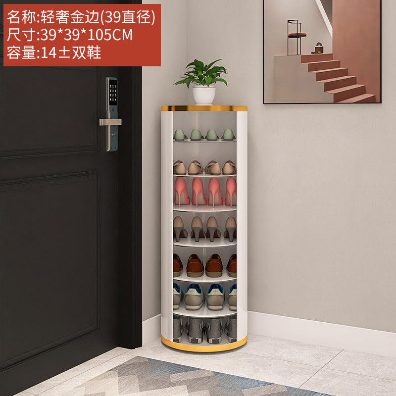 Rotating shoe cabinet household door 2025 new entry entrance entrance steel round multi-layer disinfection shoe rack