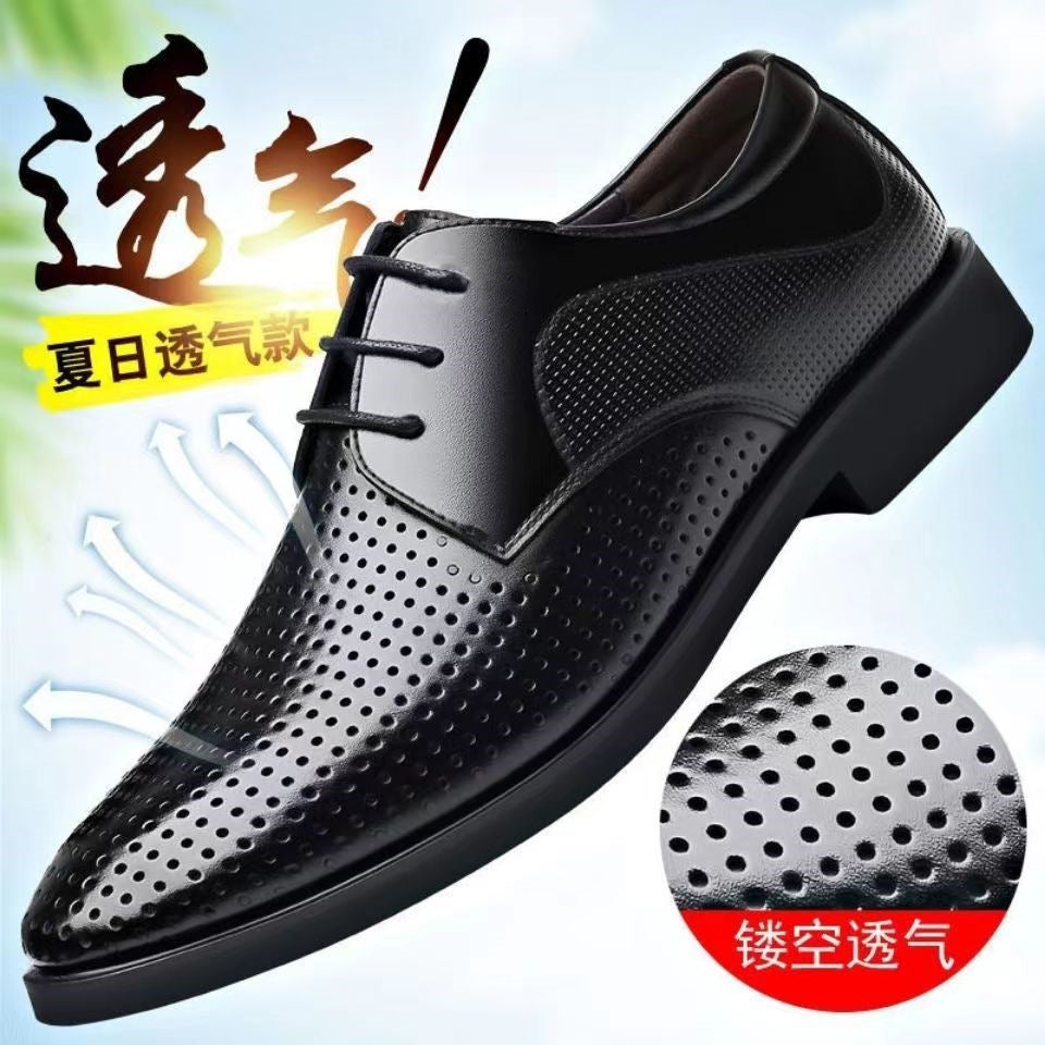 New arrival business hole cool leather shoes men's casual wedding groom british sandals summer breathable youth pointed toe men's shoes