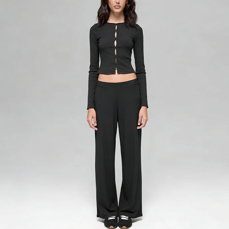 new cross-border modal wide-leg pants & breathable top set - loose fit, drapey trousers, casual relaxed activewear set