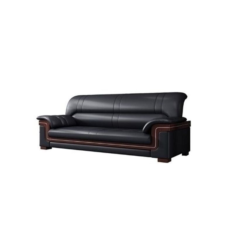 Office sofa solid wood coffee table combination set - genuine leather, minimalist modern style, 1+1+3 configuration for business reception and guest seating