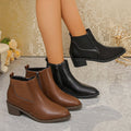brown retro shoes women's fall and winter short boots british style boots thick heel chelsea boots women's thick heel nude boots