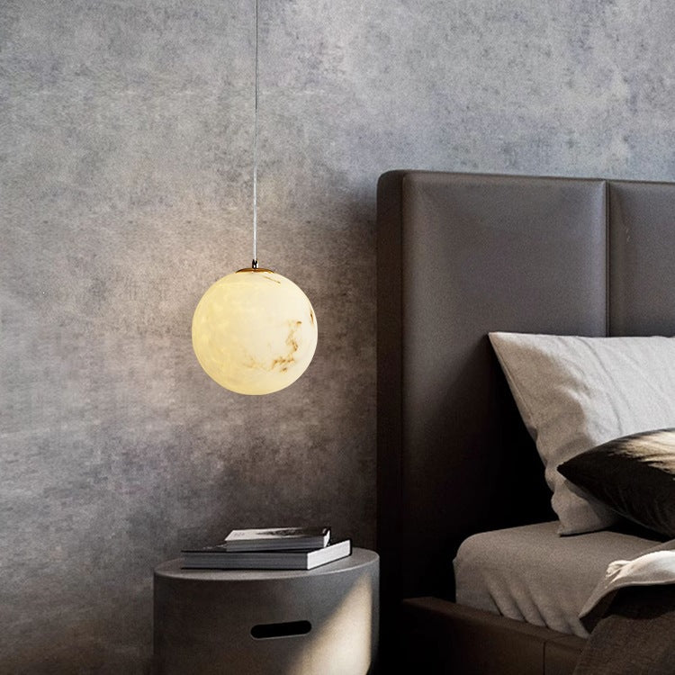 Accessible luxury designer imitation marble creative bedside ball small chandelier casual living room restaurant single head pendant lamp