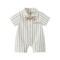 Baby clothes summernew arrival short-sleeved jumpsuit k-style gentleman cute khaki baby boy 100-day one-year-old crawling suit
