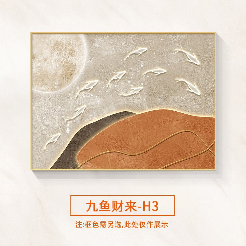 Nine fish map meter box decorative painting modern simplicity blocking restaurant distribution box power box free punching creative hanging painting