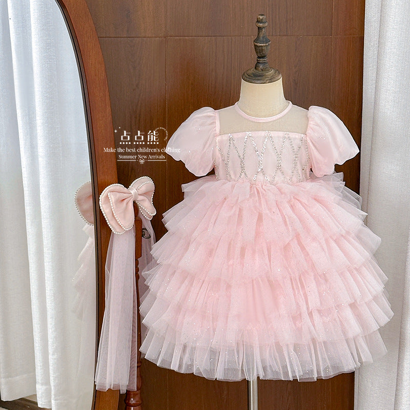 Girls' princess dress summer  new style girl's tulle dress chic baby birthday dress super fairy