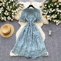 Frenchclassy sense cut out crochet lace short-sleeved dress women's summer waist slimming lookeleganta word dress